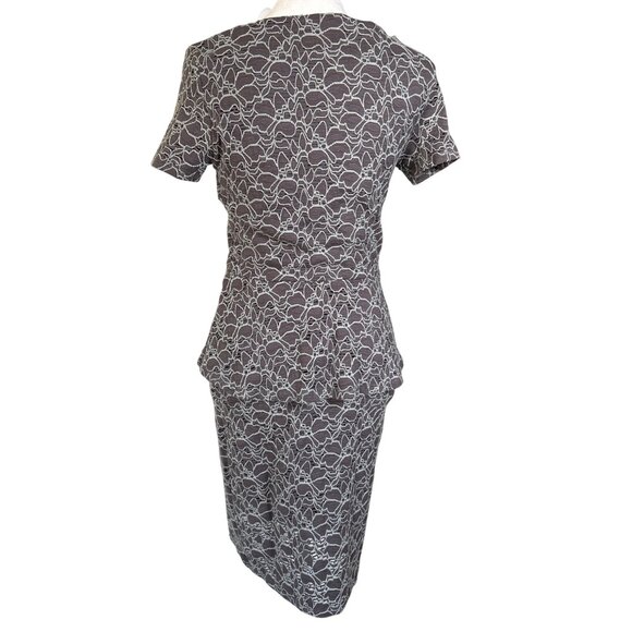 Velvet Graham & Spencer Size Medium Dress Gray Turq Sheath Peplum Stretch Fitted - Picture 6 of 9